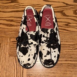 Twisted X Black and White Cow Pattern Shoes